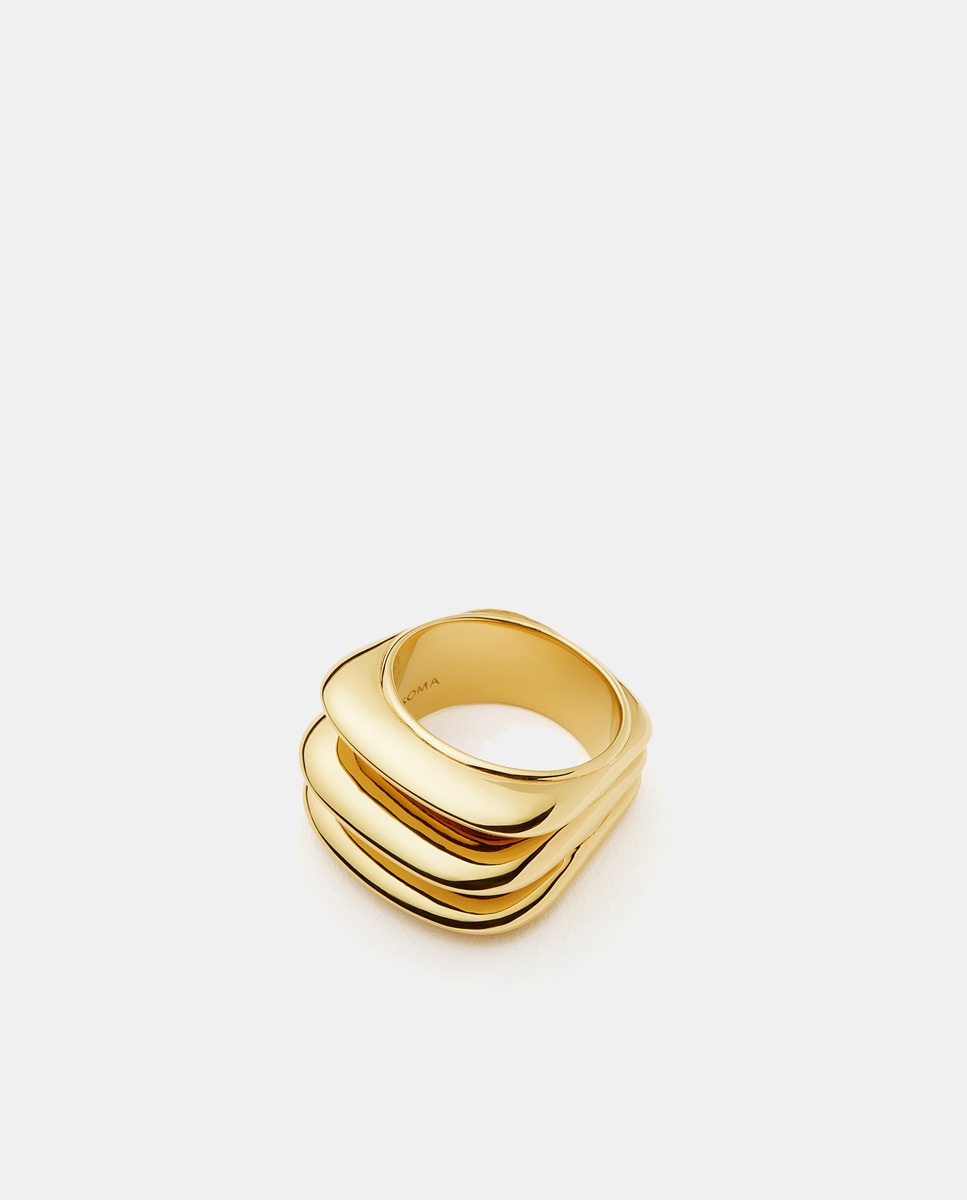 Anillo Mixed Metal de Triple Cresta dorados Oro-1