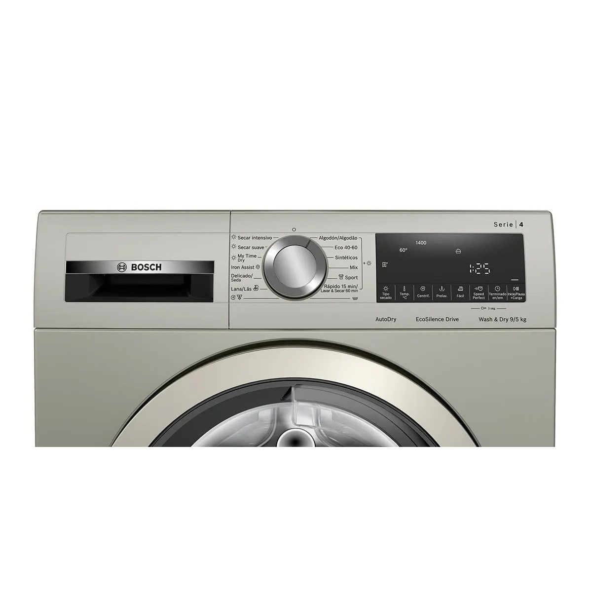 Máquina de Lavar e Secar Roupa Bosch Serie 4 WNA1341XES Carga Frontal, Motor Ecosilence™ e Iron Assist de 9/5 kg 1400 rpm - Cinzento Inox-3