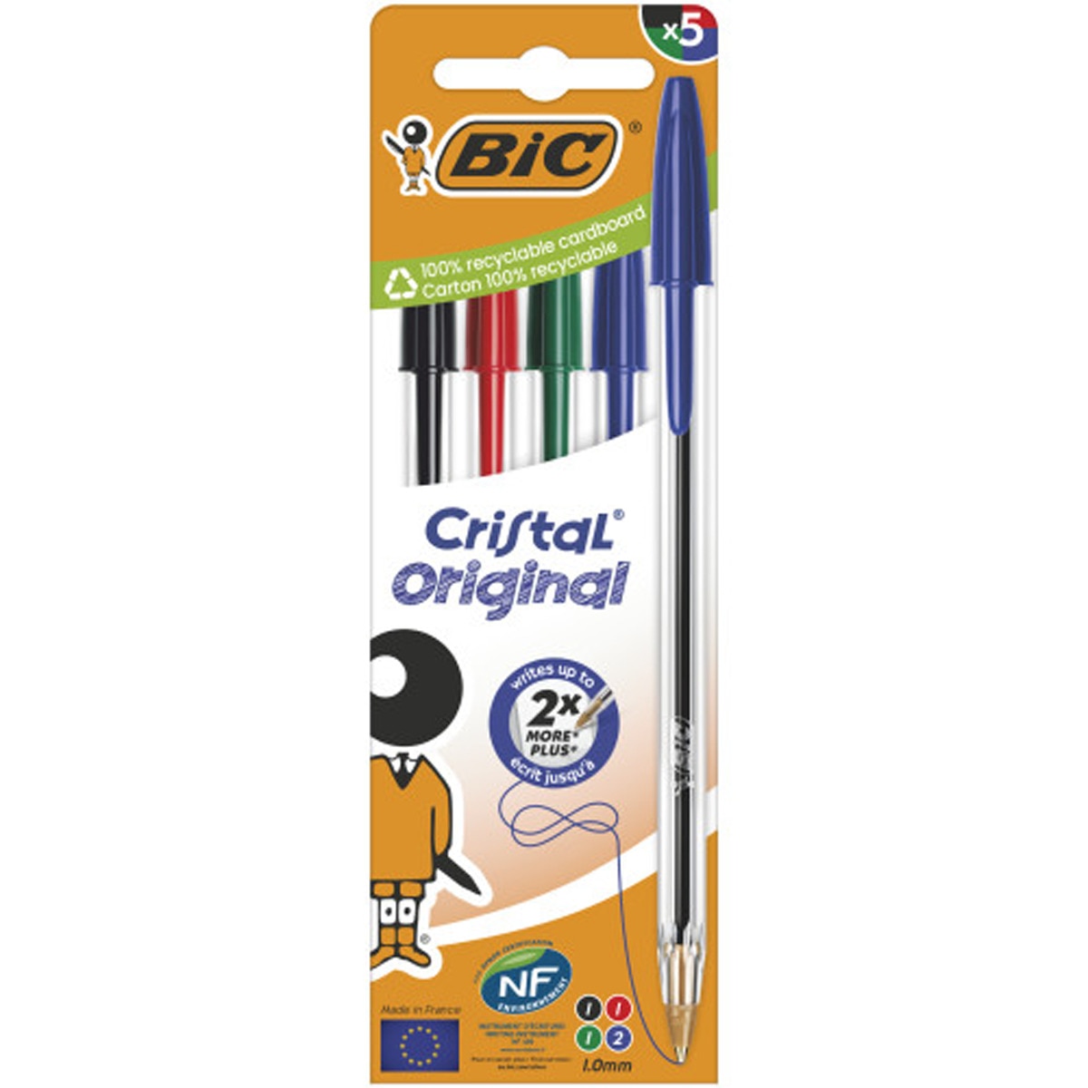 Imagen 0 de Pack de 5 Bolígrafos  Cristal Original Punta Media BIC