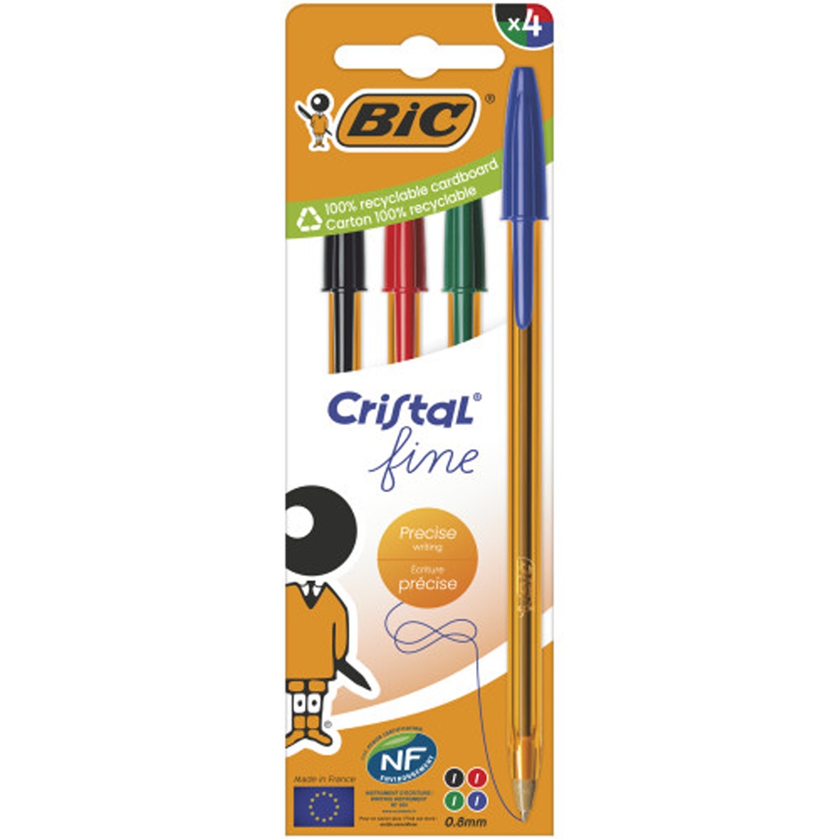 Imagen 0 de Bolígrafos de Colores Cristal Fine Punta Fina Pack de 4 BIC