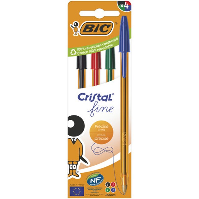 Imagen 0 de Bolígrafos de Colores Cristal Fine Punta Fina Pack de 4 BIC