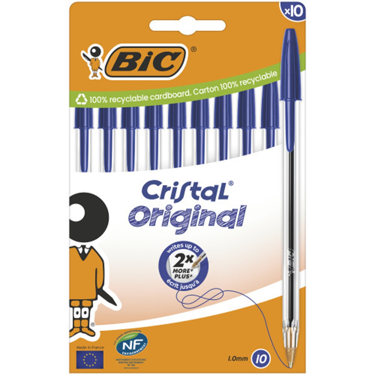 Bolígrafos Cristal Original Azul Punta Media Pack de 10 BIC 1