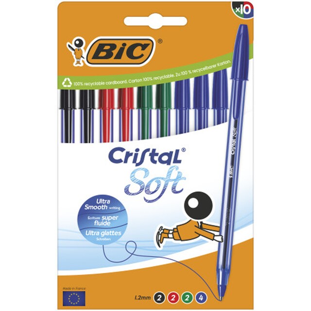 Imagen 0 de Pack de 10 Bolígrafos  Cristal Soft Punta Media y Escritrua Suave BIC