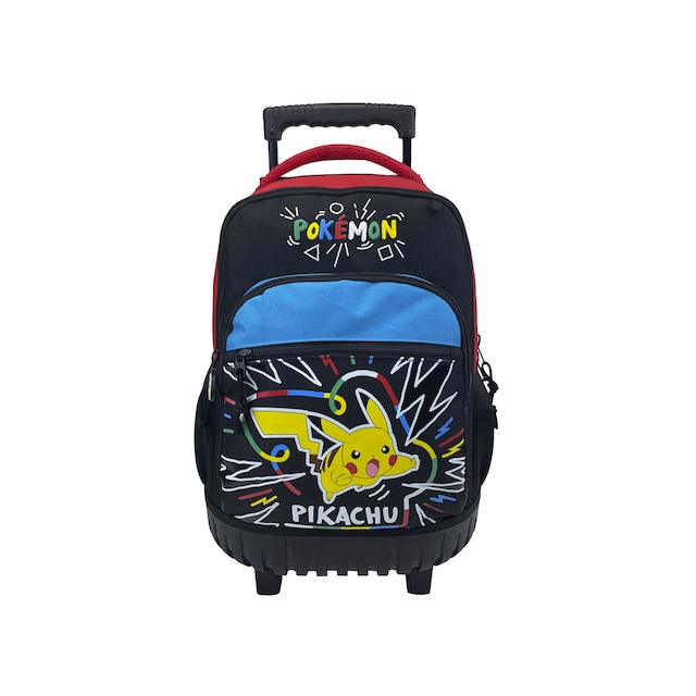 Imagem 0 de Mochila escolar com trolley compacto Pokémon Colorful CyP Brands preto multicor