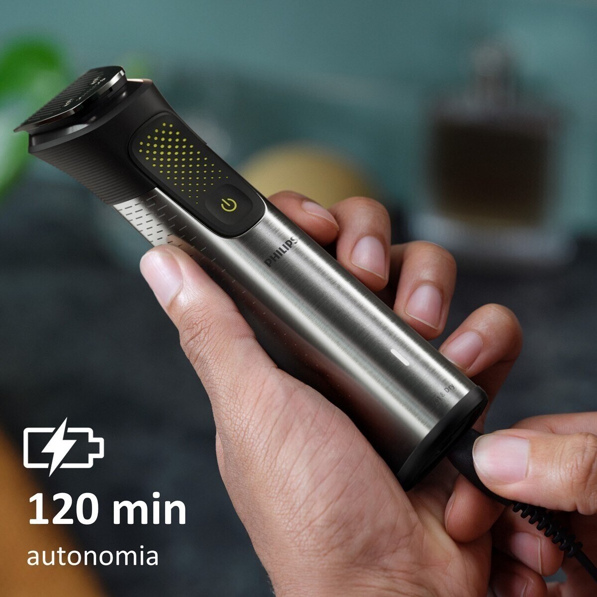 Aparador Multifunções Philips Série9000 MG9553/15 Barba, Corpo e Cabelo Tudo em 1, Uso em Seco e Húmido e Autonomia 120 min Aparador e 30 min OneBlade Preto-9