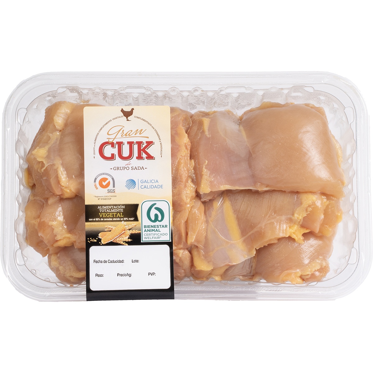 escalopes de pollo certificado criado con alimentación vegetal peso aproximado bandeja 600 g
