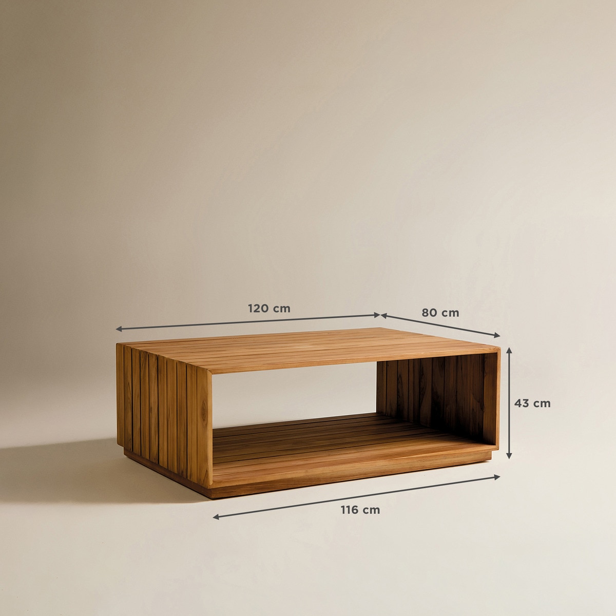 Mesa de Centro de Jardim de Madeira de Teca com Duas Alturas Sidney Natural-8