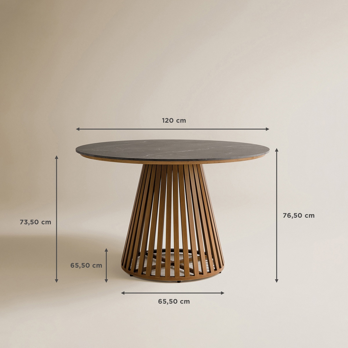 Mesa de Refeições de Jardim Redonda Paros Antracite/Natural-6