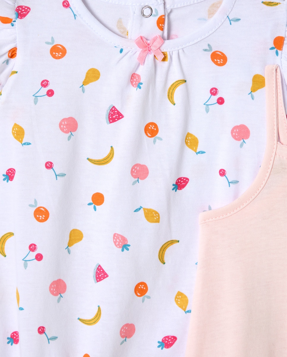 Pack de 2 Pijamas de Bebé com Estampado Rosa-3