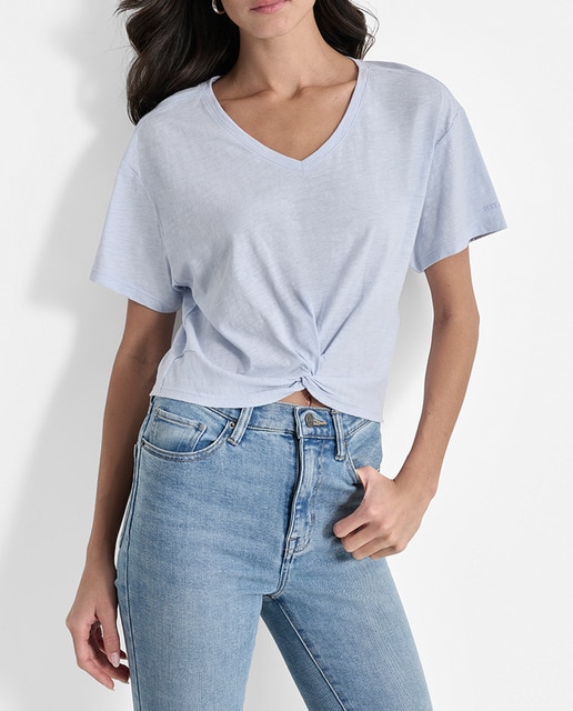 Imagen 0 de Top con cuello de pico y mangas cortas