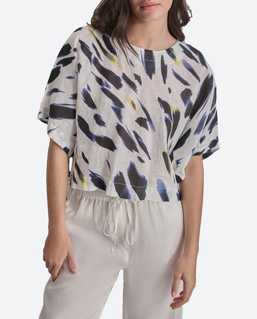 Imagen 0 de Top con cuello redondo y mangas cortas