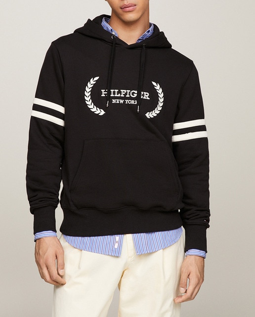 Imagen 0 de Sudadera con capucha y branding grande de laurel a contraste