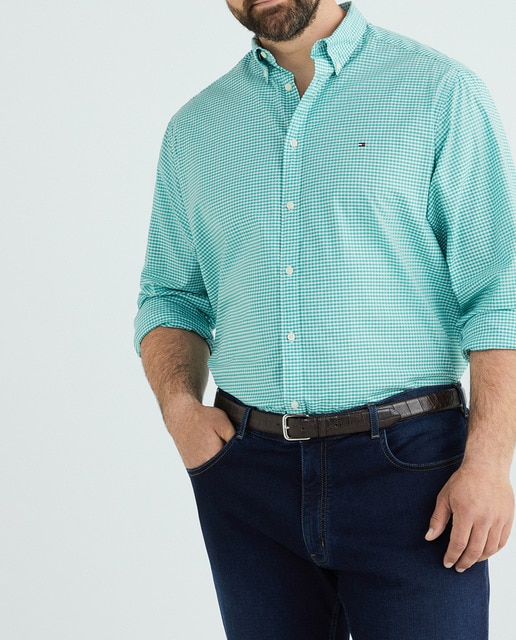 Imagen 0 de Camisa de algodón orgánico con estampado de cuadros de hombre tallas grandes