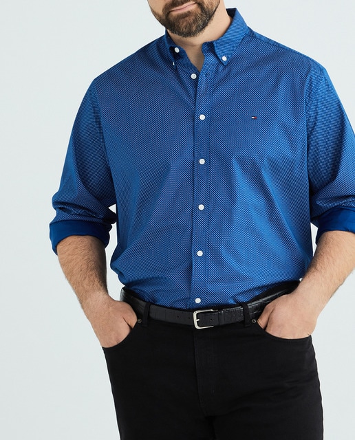 Imagen 0 de Camisa de algodón con microestampado de hombre tallas grandes