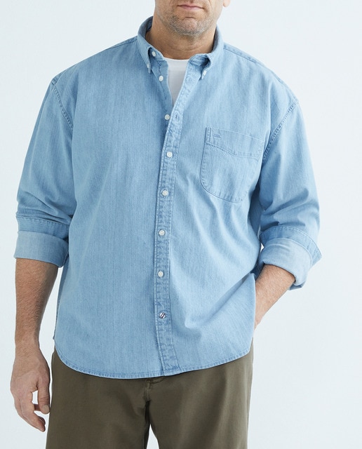 Imagen 0 de Camisa denim de hombre tallas grandes con bolsillo