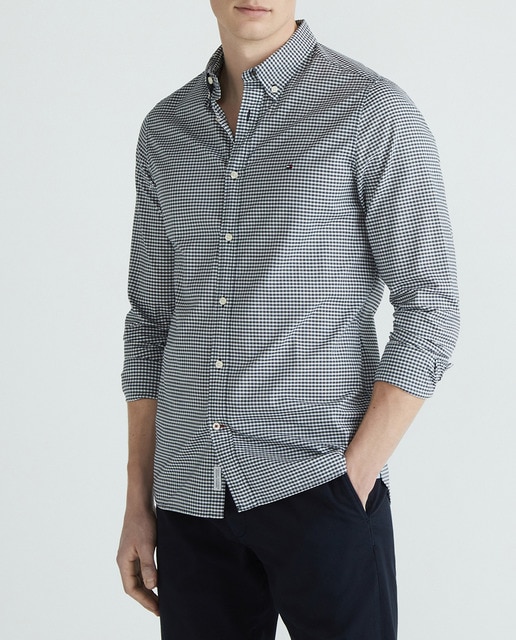 Imagen 0 de Camisa con textura y print de cuadros tipo vichy