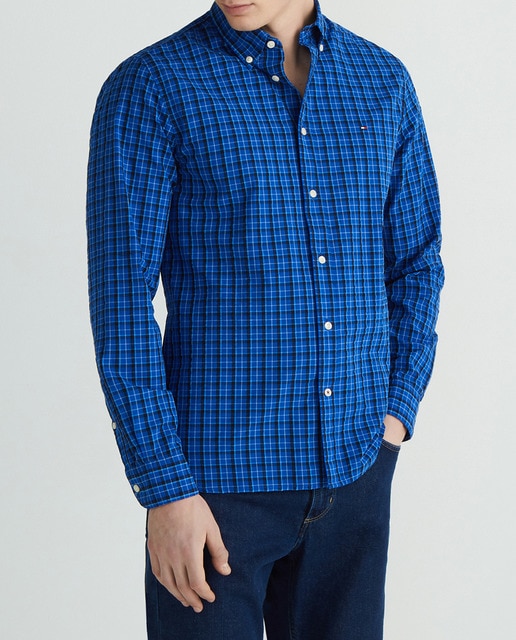 Imagen 0 de Camisa de manga larga y print de cuadros en combinación de colores