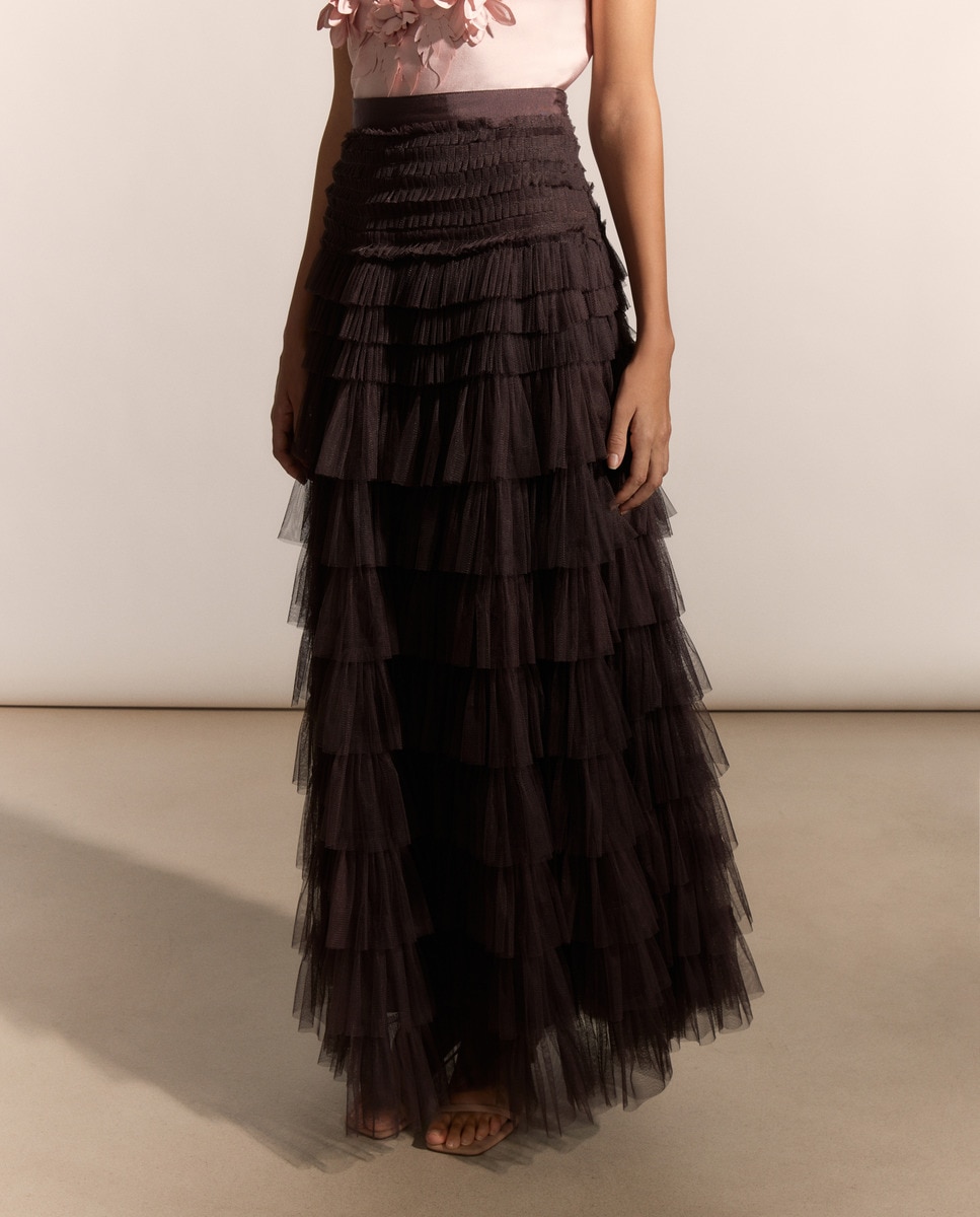 Saia midi de tule 291 Beringela-2