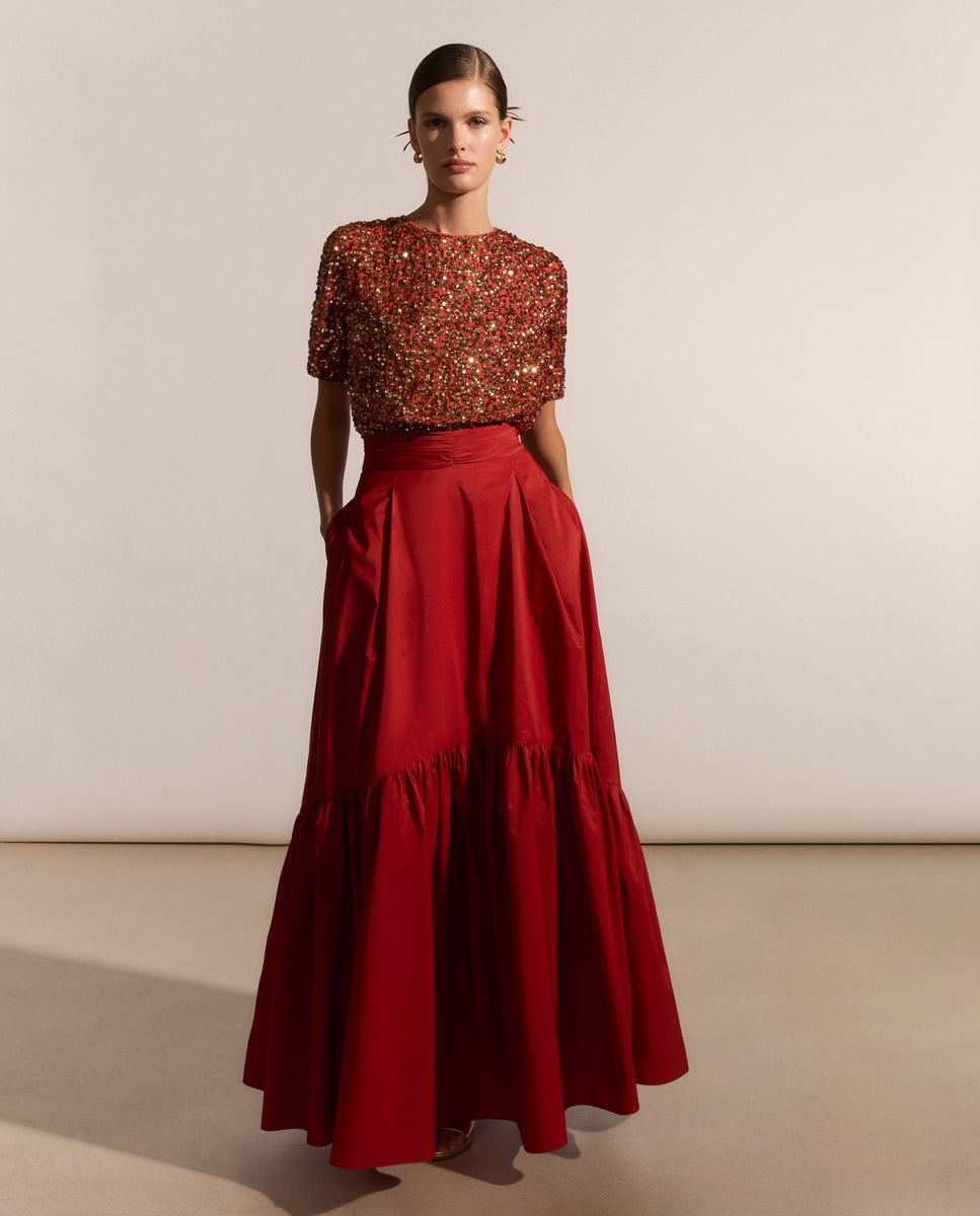 Saia Comprida Lisa 600 Vermelho-6