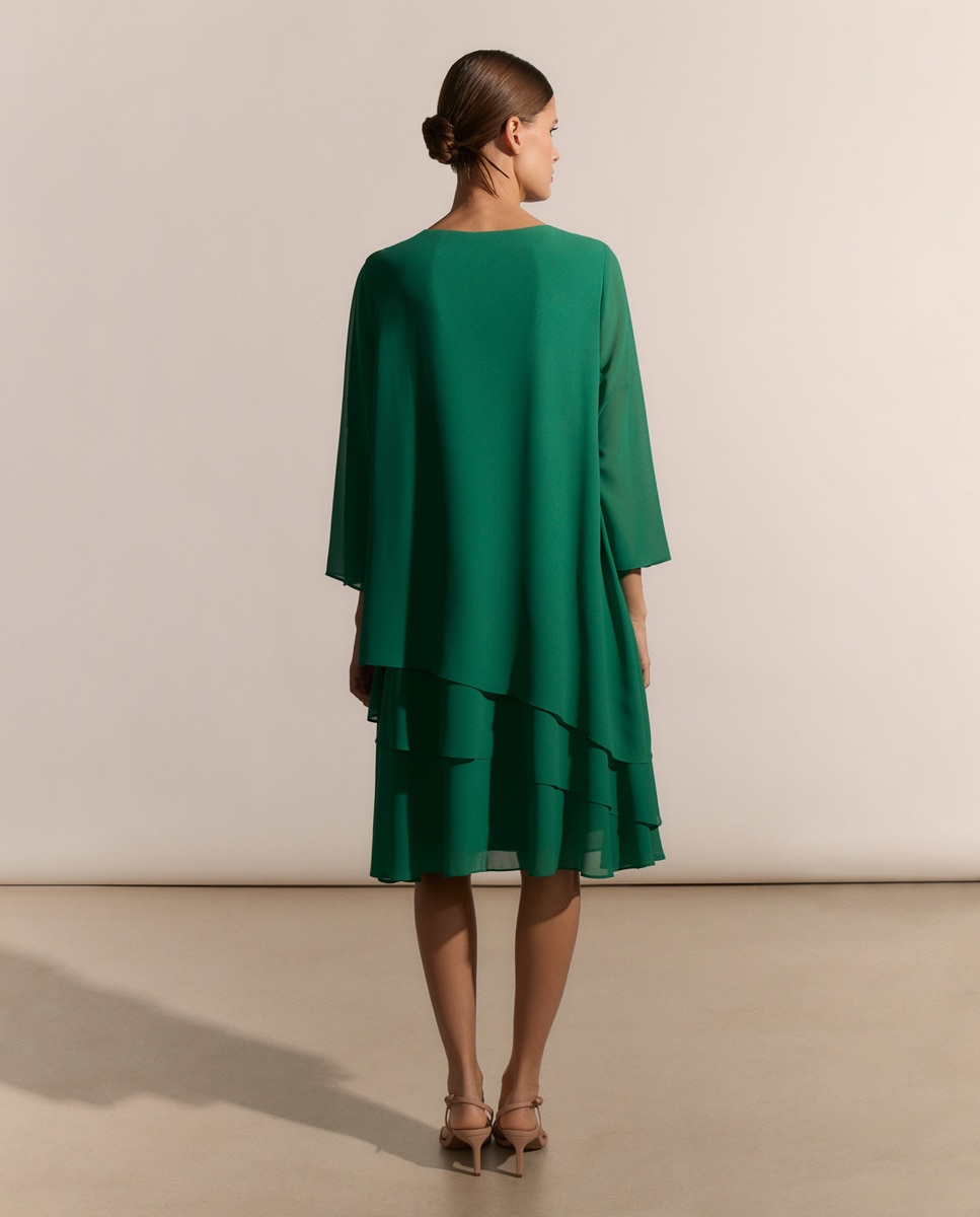 Vestido curto de manga 3/4 Verde-3