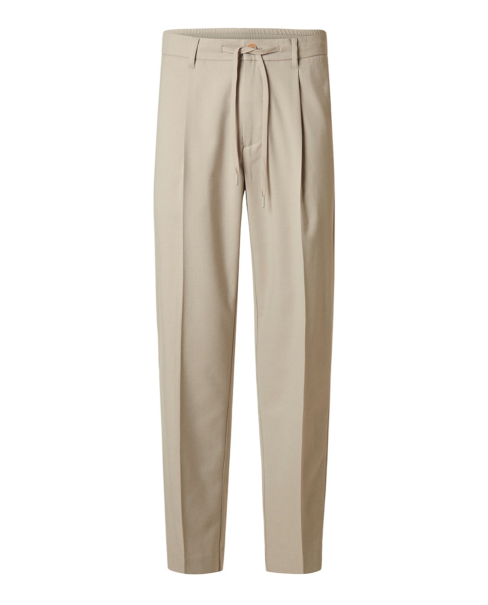 Calças Tapered Fit Bege-6