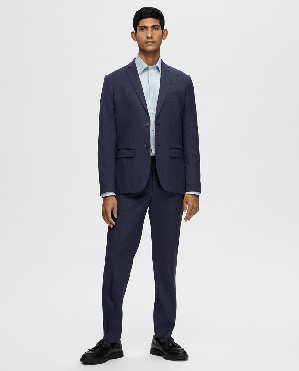 Casaco de Fato Slim Fit Azul-marinho-6