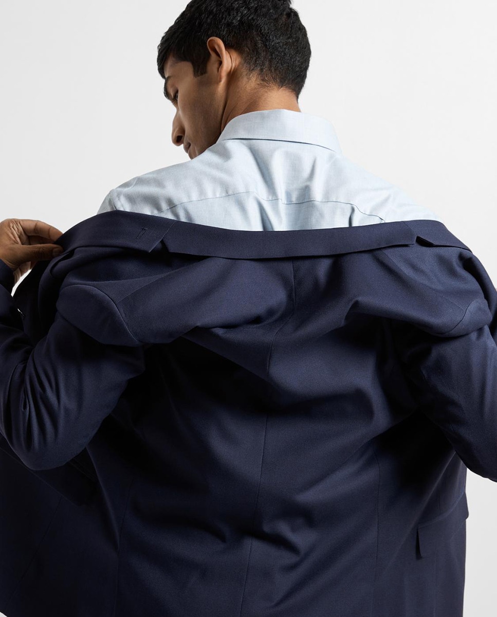 Casaco de Fato Slim Fit Azul-marinho-4