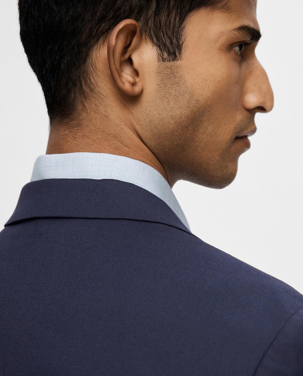 Casaco de Fato Slim Fit Azul-marinho-3