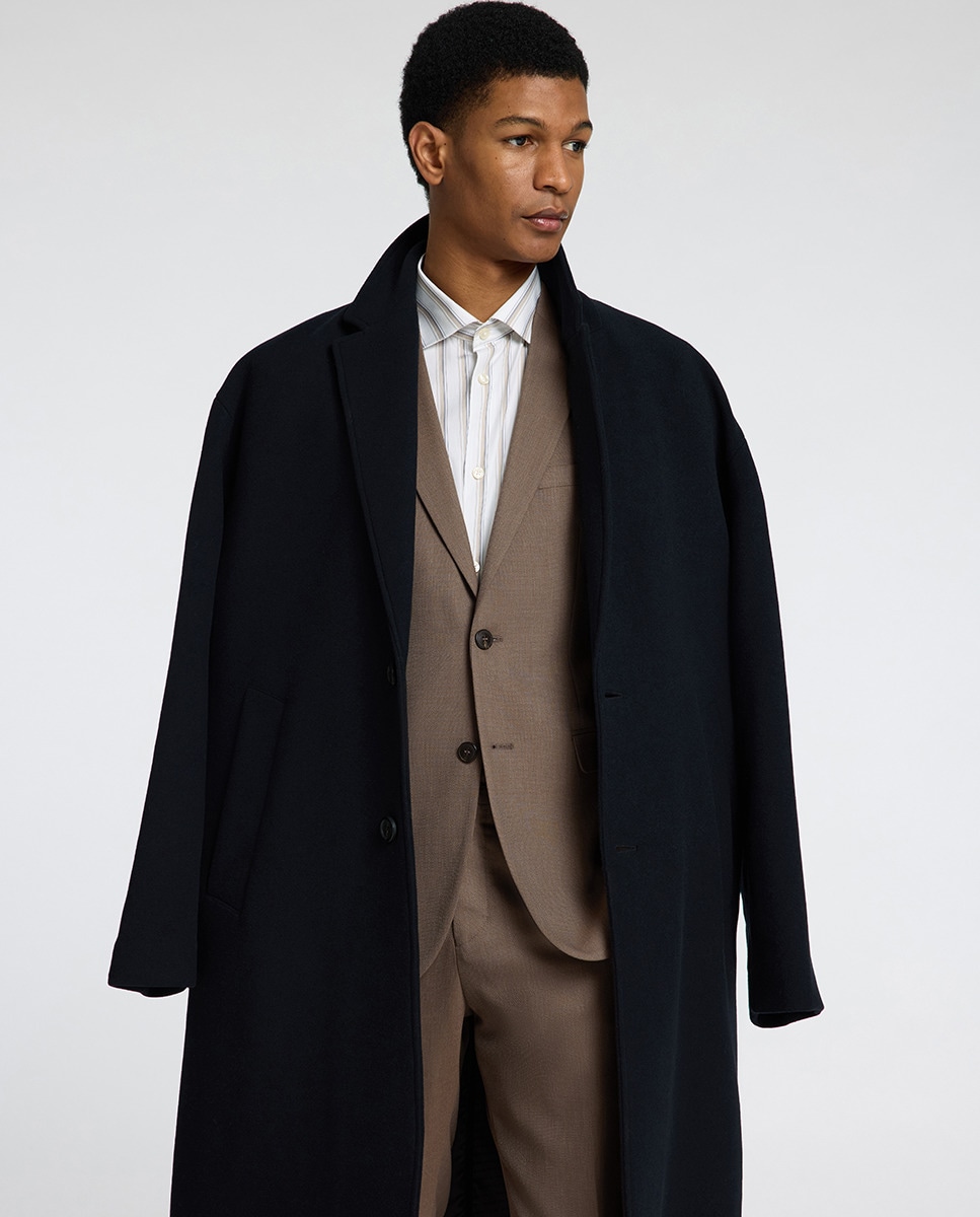 Casaco de Fato Slim Fit Liso Castanho-4
