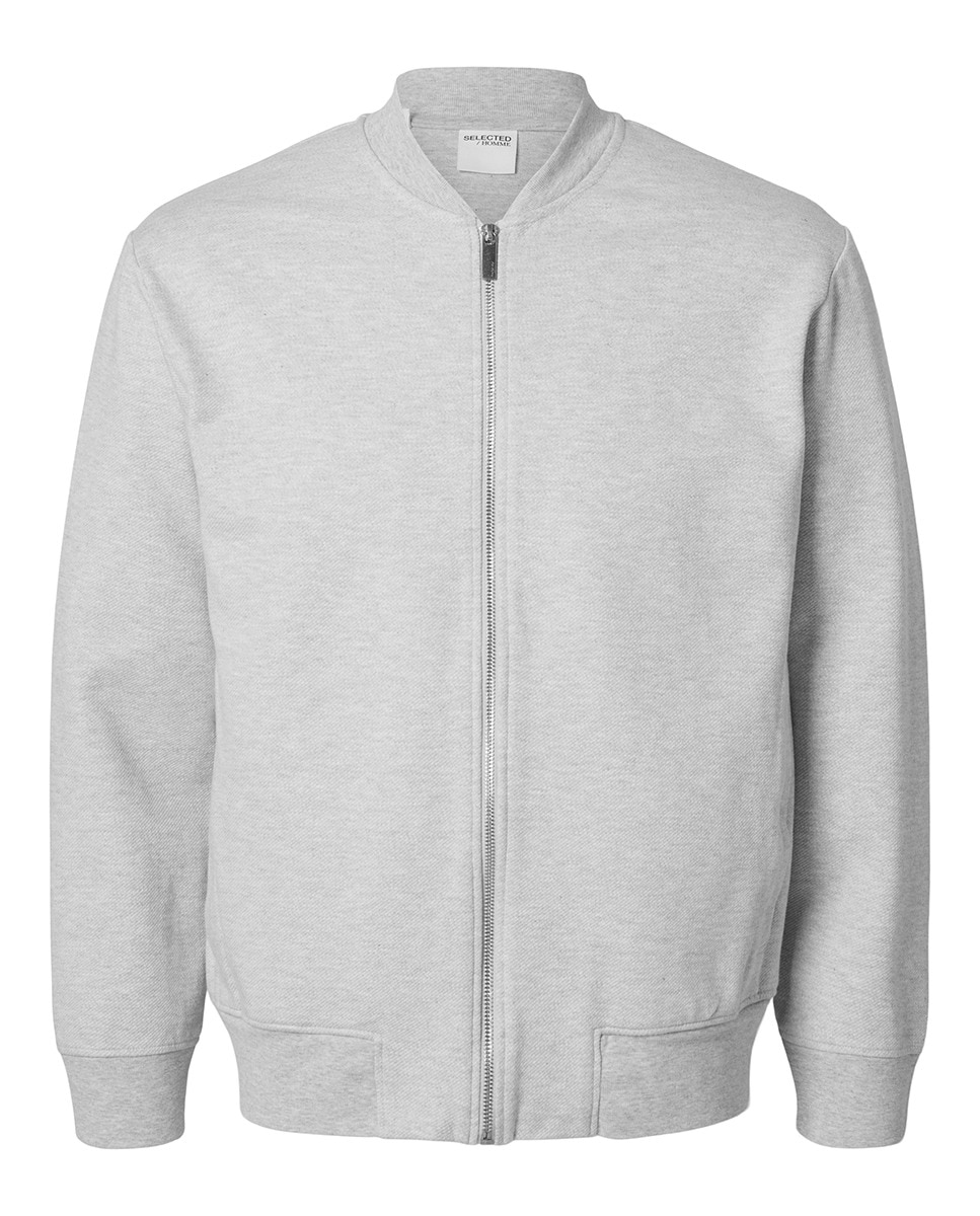 Blusão Bomber com Fecho de Correr Cinzento-claro-5