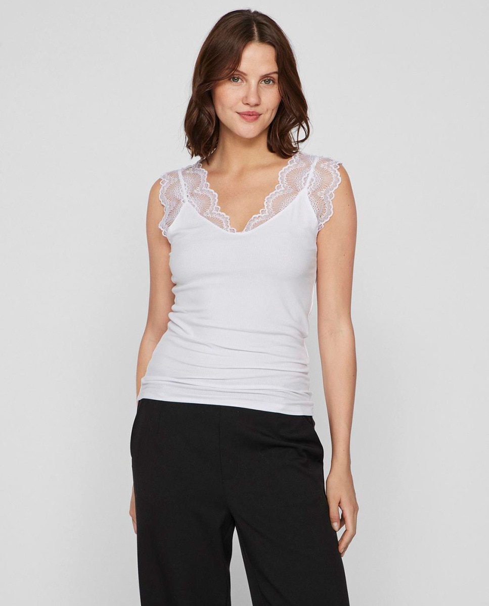 Top com Detalhe de Renda Branco-5