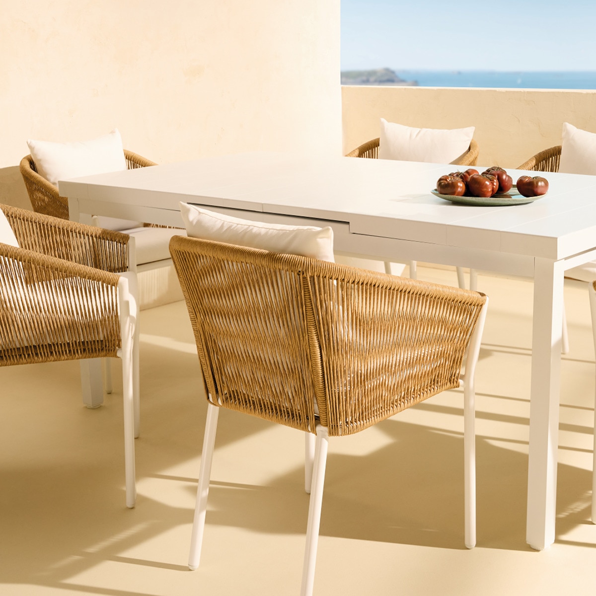 Cadeirão de Mesa de Refeições de Jardim Empilhável Sonora Branco / Natural-8