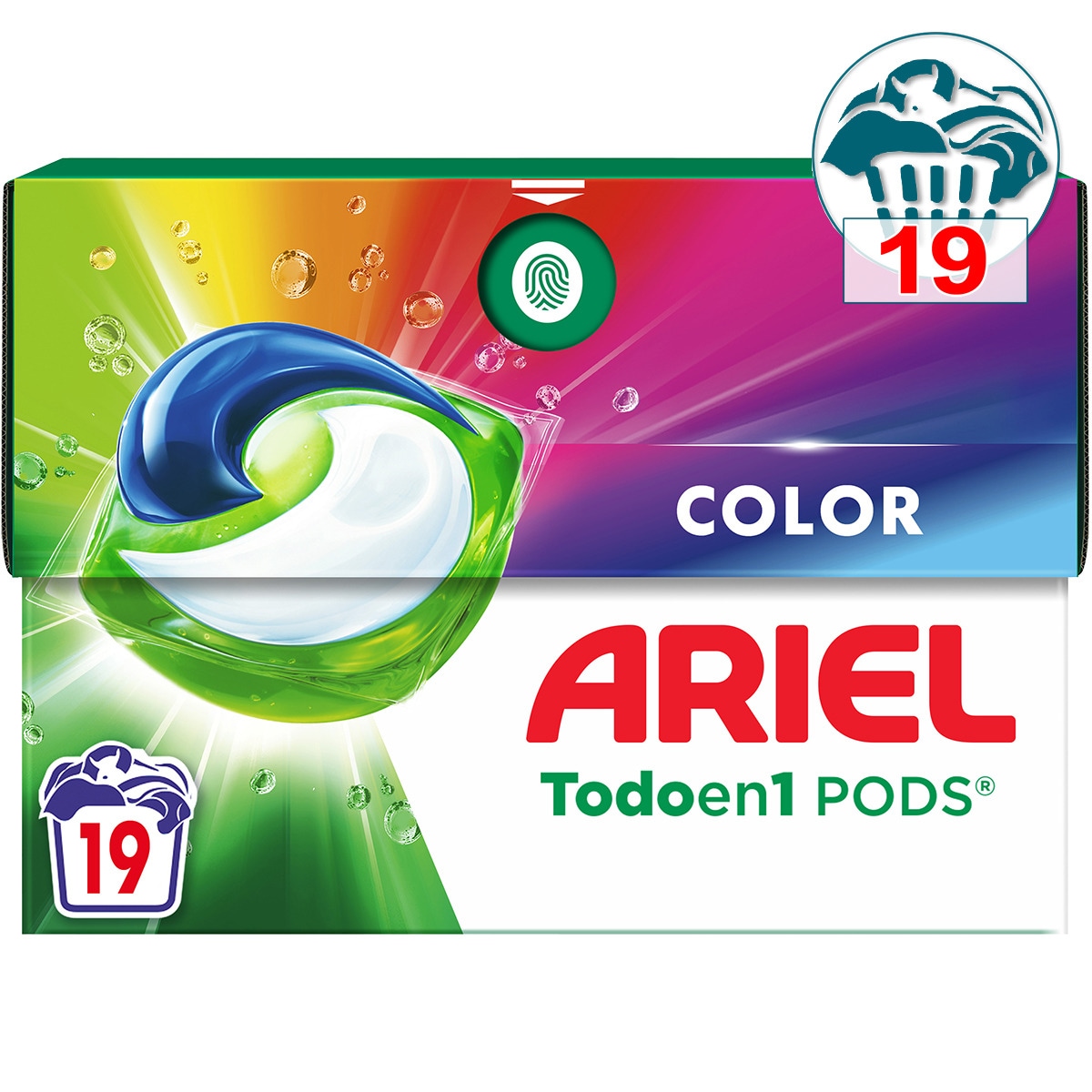 detergente cápsulas Color Todo en 1 Pods caja 19 capsulas