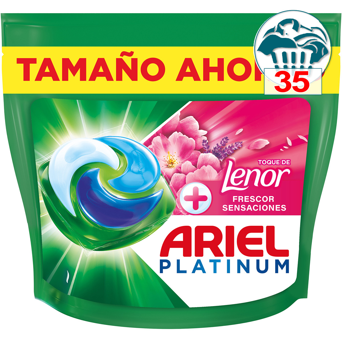 detergente cápsulas + toque de Lenor Frescor Sensaciones Todo en 1 Pods bolsa 35 capsulas