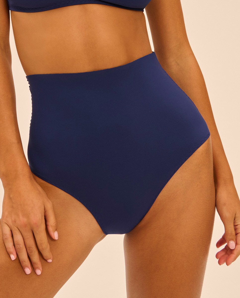 Cueca de Biquíni com Cintura Subida Azul-marinho-1