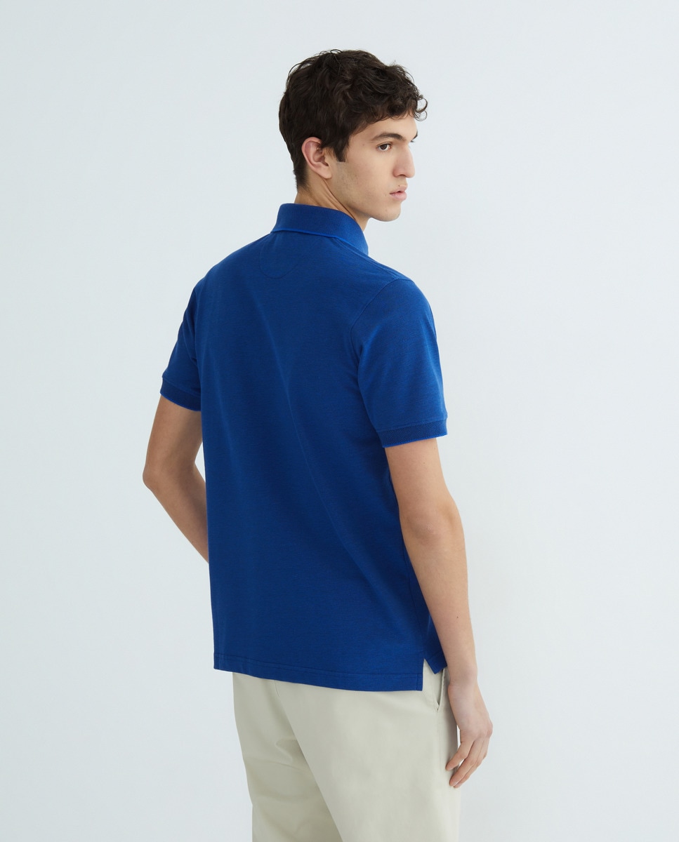 Polo Piqué de Manga Curta com Bolso Azul-marinho-2