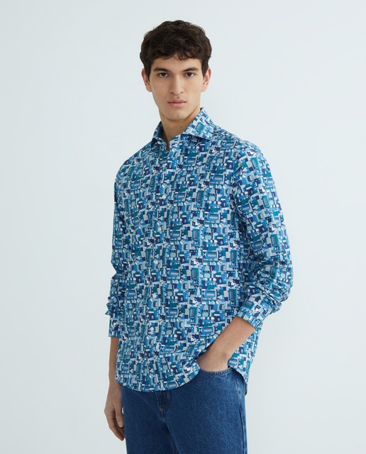 Imagem 0 de Camisa Casual Estampada com Manga Comprida Tamanhos Grandes