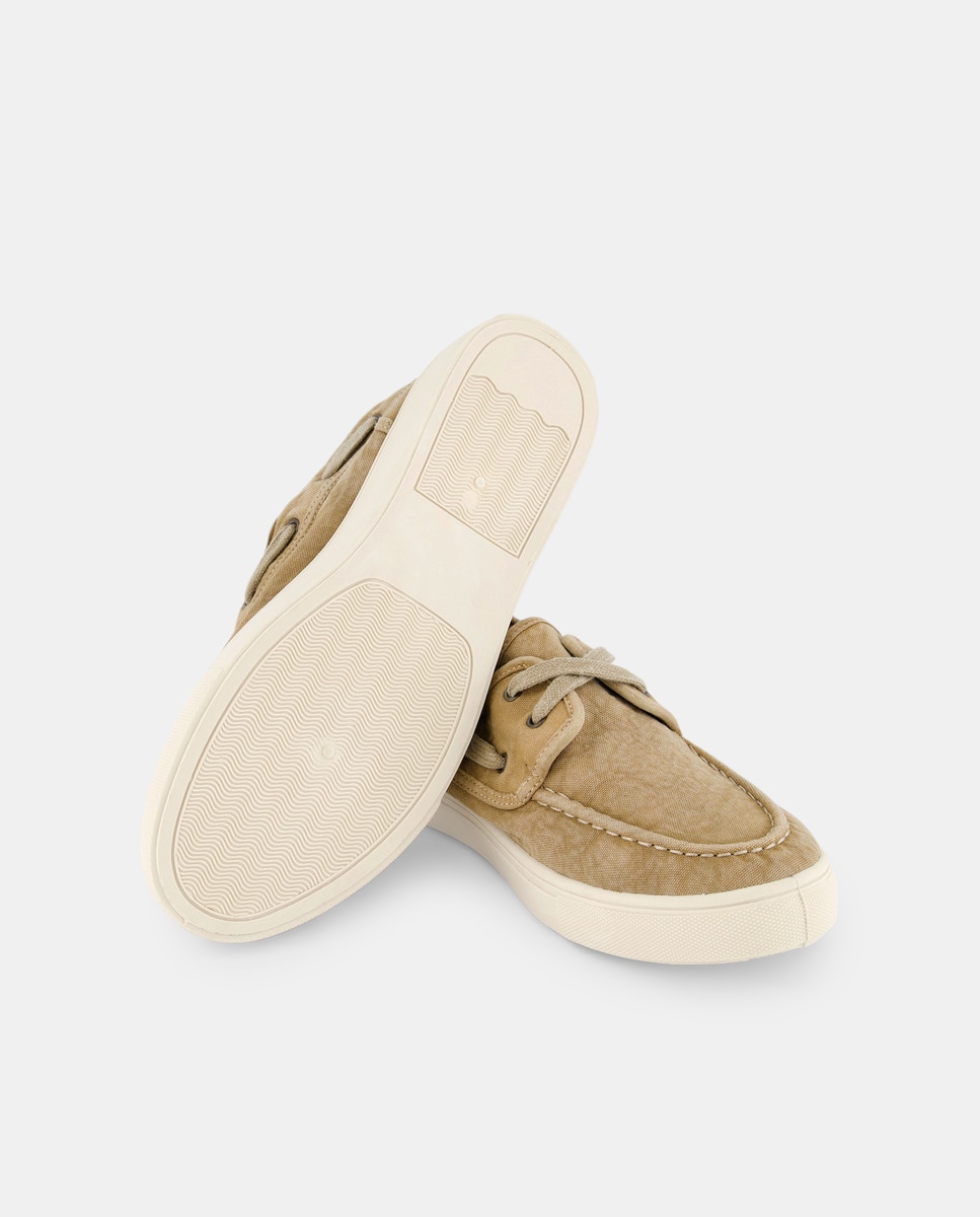 Lona lavada cordones con piso de goma Beige-2
