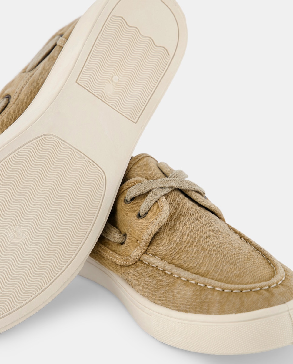 Lona lavada cordones con piso de goma Beige-5