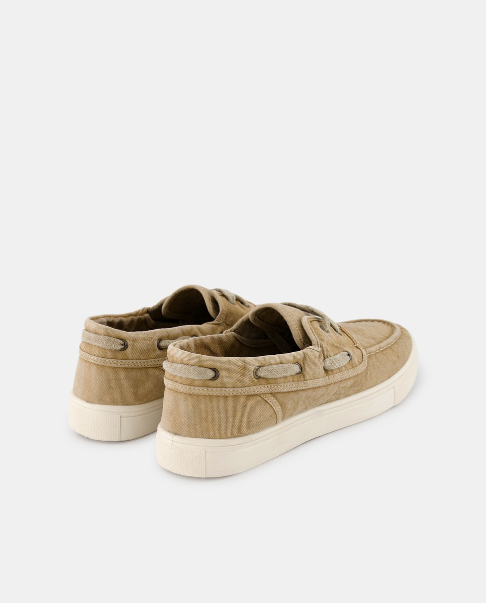 Lona lavada cordones con piso de goma Beige-3