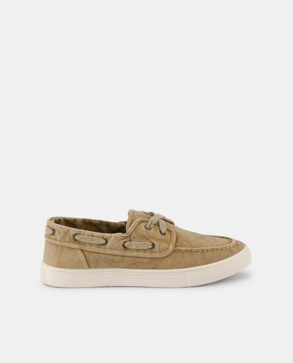 Lona lavada cordones con piso de goma Beige-1