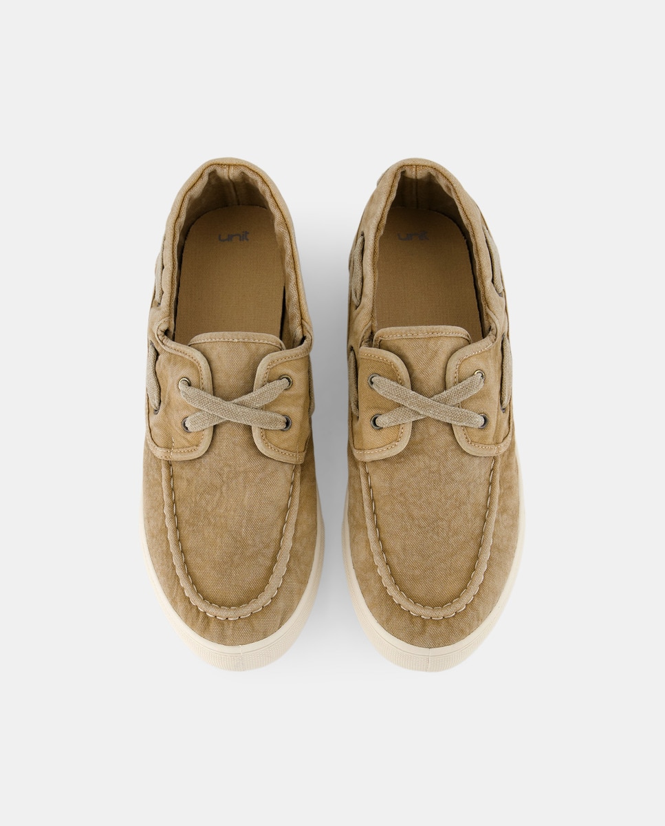 Lona lavada cordones con piso de goma Beige-4