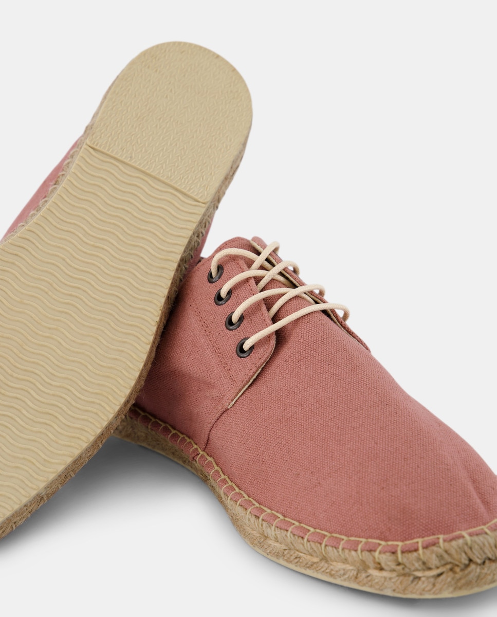 Alpargata cordones Lona con piso de yute Rosa-5