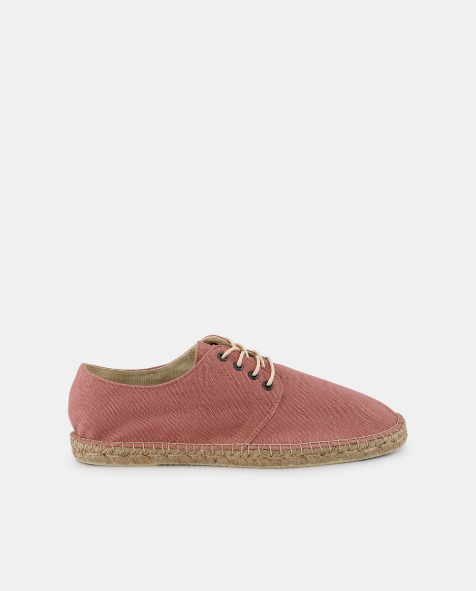 Alpargata cordones Lona con piso de yute Rosa-1