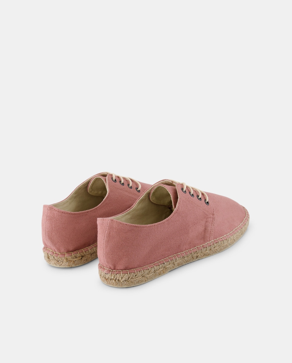 Alpargata cordones Lona con piso de yute Rosa-3