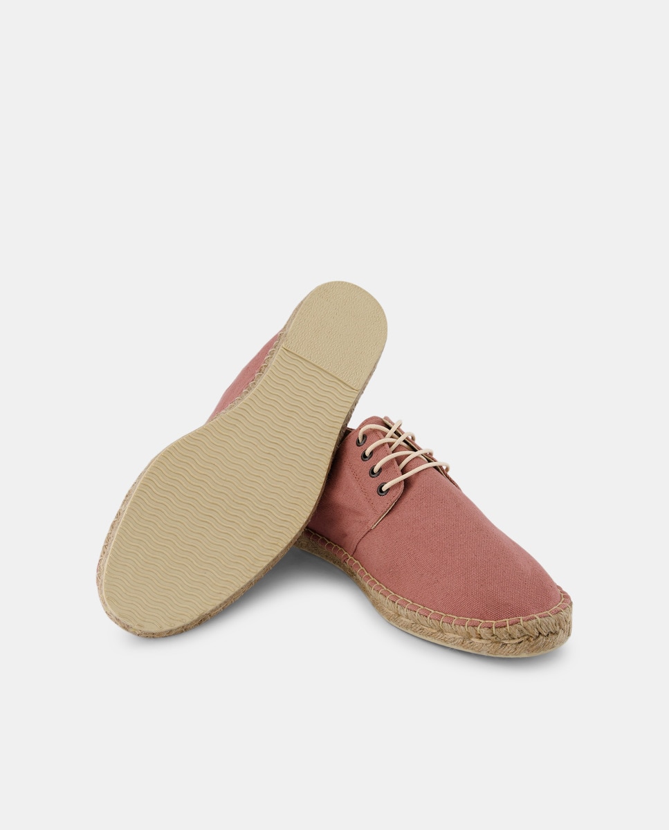 Alpargata cordones Lona con piso de yute Rosa-2