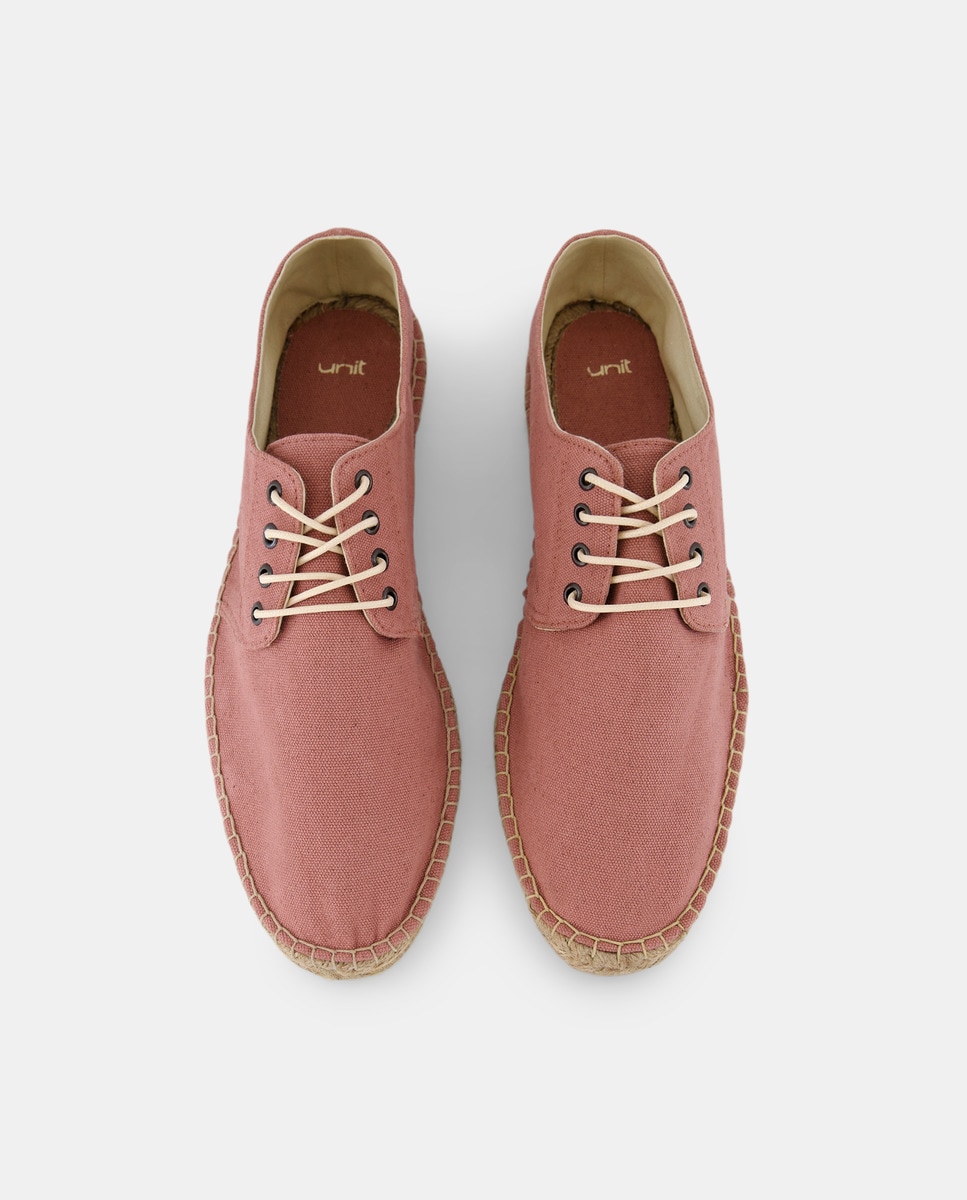 Alpargata cordones Lona con piso de yute Rosa-4