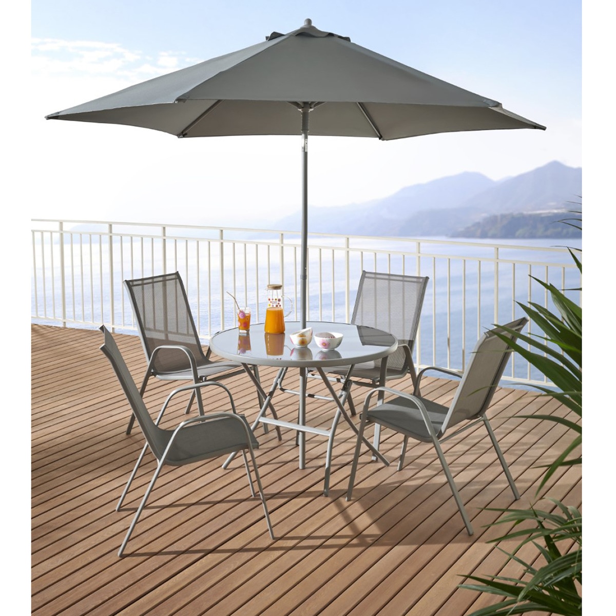 Conjunto de comedor de jardín Algarve Basics El Corte Inglés Gris claro-1