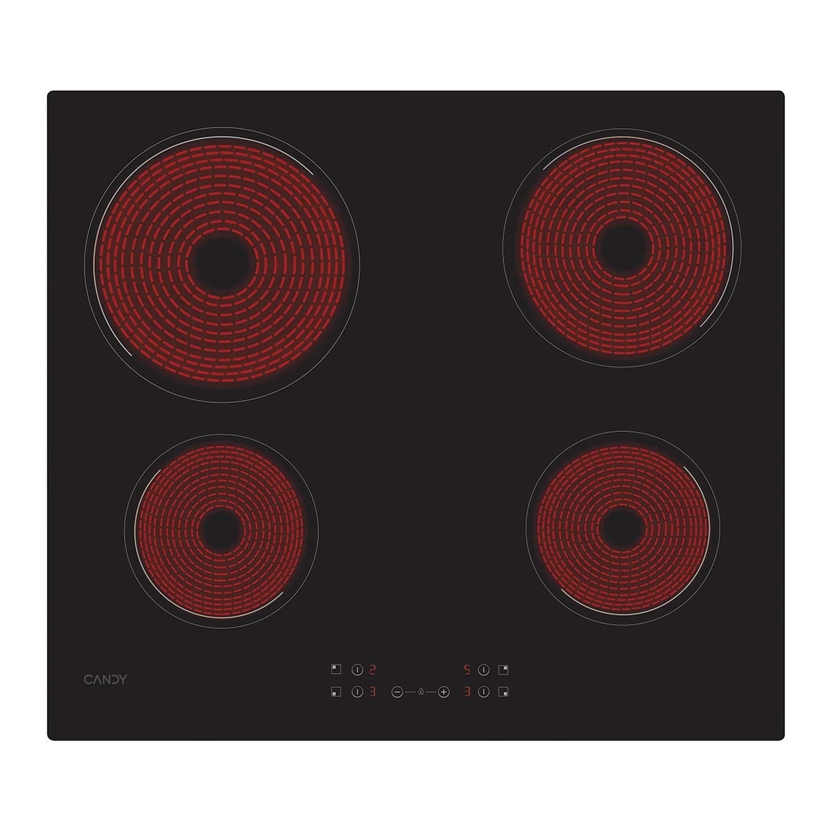 Placa vitrocerámica Candy 60 cm, 4 zonas de cocción - CH64CCB/4U2 Negro-6