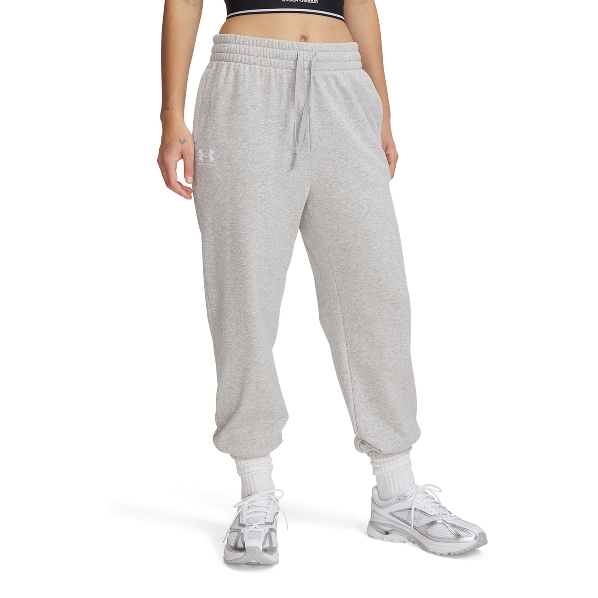 Calças de Mulher UA Rival Terry Joggers Cinzento-1